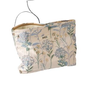 Borsa da trucco portatile in jacquard floreale con motivo ortensia e cerniera in metallo