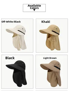 Outdoor sun hat color options including off-white, khaki, black and light brown