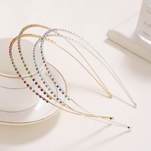 Rhinestone Headband Double Row Sparkling Colorful Crystal Zinc Alloy Hair Band Hair Hoop Elegant Women Hair Accessories