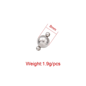 Round 8mm silver magnetic clasp connector for DIY jewelry making weight 1.9g