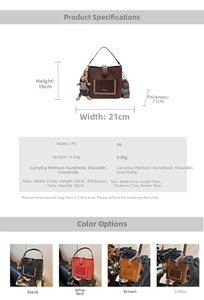 Detailed size chart and specifications for vintage bucket bag with wide ethnic strap