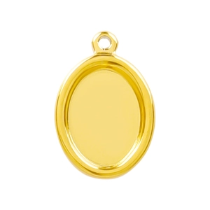 Polished 18k gold plated stainless steel oval pendant charm for DIY jewelry making