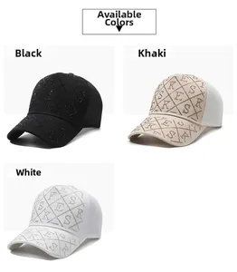 Detail of breathable mesh baseball cap with sparkling rhinestone ESKR letter decoration