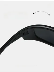 Detail shot of durable texture hinge on black sport sunglasses for smooth folding