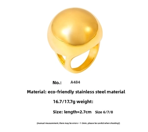 Détails techniques de bague dôme en acier avec poids de 17g et taille de 2,7 cm