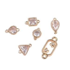 Connecteurs plaqués or 14K avec zircons coeurs et gouttes pour la création de bijoux DIY