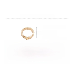 Detailed size specifications for double-layer pearl and rhinestone open bangle in gold