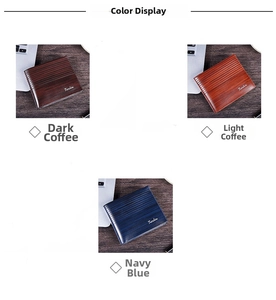 Short vintage men's wallets with wood grain texture and multi-card slots in three colors