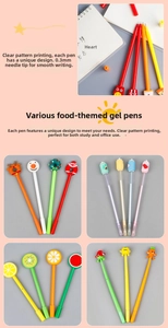 Close-up of assorted silicone cartoon pen toppers with 0.38mm fine needle point tips