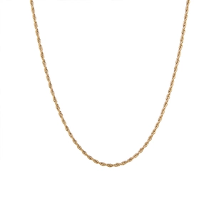 Polished golden twist rope chain in stainless steel shown on a clean white background