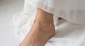Cavigliera Con Ciondolo A Foglia Placcata In Oro 18K In Acciaio Al Titanio Regolabile Gioielli Minimalisti Per Donne