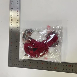Detailed measurement of Christmas mini scarf and hat bottle decor with plaid patterns