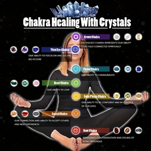 Macro view of chakra healing crystals set for meditation and yoga balance practice