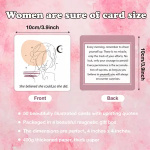50 affirmation cards for women in a magnetic gift box featuring inspirational quotes