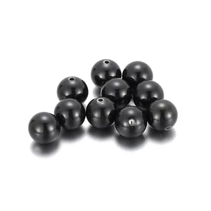 Perles polies de 12 mm en acier inoxydable noir avec trou pour la bijouterie