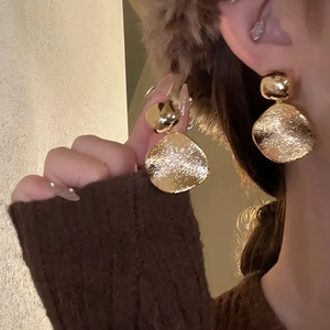 Boucles D'oreilles Pendantes En Métal Martelées Avec Tige En Argent Géométriques Irrégulières Carrées Rondes Bijoux De Mode
