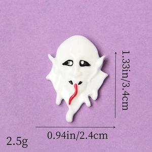 Ghost charm with red tongue detail for Halloween hair accessories DIY projects