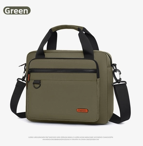 Green business commuter bag featuring durable nylon fabric and fashion logo detail