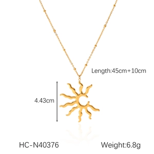 Detailed dimensions of the celestial sun pendant necklace with length measurements