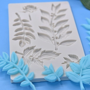 Leaf shaped silicone mold for DIY cake baking and fondant craft featuring various sizes