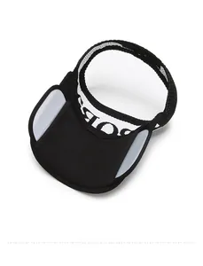 Detailed interior view of a black sun visor with a breathable knit fabric and sweatband