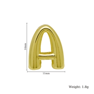 Gold plated 3D bubble letter A pendant for jewelry making with 14mm height and 11mm width