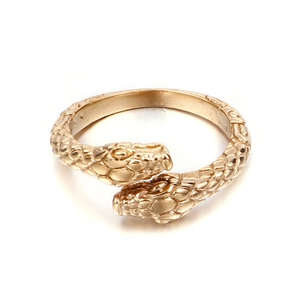 Double Head Snake Ring 316L Stainless Steel Scale Texture Adjustable Open Band Punk Gothic For Men Women