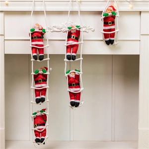 Christmas Santa climbing ladder rope ornament set for indoor wall fireplace decoration