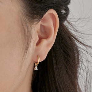 Minimalist S925 sterling silver drop earrings with pear-shaped cubic zirconia charms