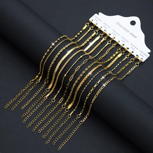 18K gold plated stainless steel bracelet set with various classic chain styles