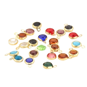 6mm gold stainless steel birthstone crystal charms for DIY jewelry making sets