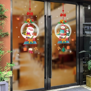Christmas wall and window stickers featuring Santa Claus and snowman motifs for holiday decor