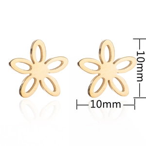 Boucles d'oreilles fleurs creuses dorées de 10mm avec un design floral à cinq pétales