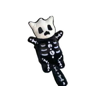 Bolso bandolera de monstruo de peluche con disfraz de esqueleto negro y blanco