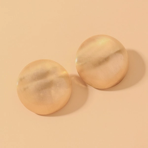 Metallic Ball Stud Earrings For Women Alloy Exaggerated Geometric Half Sphere With 925 Sterling Silver Earring Post