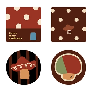 Cute mushroom diatomite coasters in square and round shapes with colorful heat insulation