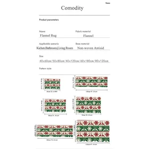 Size chart for Christmas flannel rugs showing multiple dimensions in cm and inches
