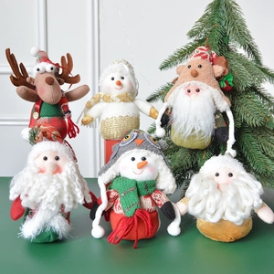 Christmas Tree Hanging Ornaments Plush Santa Snowman Reindeer Holiday Party Home Decor Soft Knit Fabric Dolls
