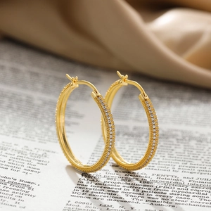 Classic 18K gold plated hoop earrings with micro-pave cubic zirconia crystals