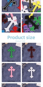 Size chart for 10.3cm cross embroidery patches showing height and width details