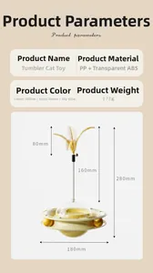Detailed view of tumbler cat toy specs with PP/ABS material details and dimensions
