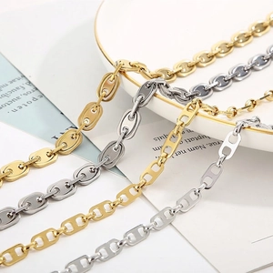 Edelstahl Halskette Marina Gliederkette Kaffeebohne Poliert Industrieller Minimalist Schmuck Für Herren Damen