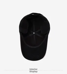 Internal view of thick wool baseball cap featuring foldable earmuffs and reinforced stitching