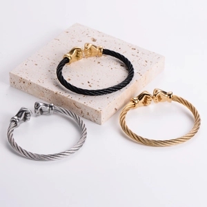 Hip-hop boxing glove fist cable bracelets in gold, silver, and black-gold stainless steel