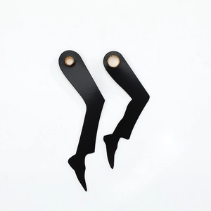 Black aluminum clock hands set with creative silhouette legs design and gold hexagonal holes