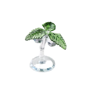 Elegant crystal palm tree figurine with green leaves and transparent trunk for home decor