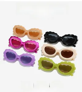 Collection of sunflower shape oval sunglasses in six vibrant colors for women