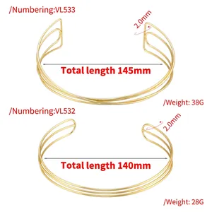 Gold metal striped geometric cross open choker necklace with minimalist hollow wire design