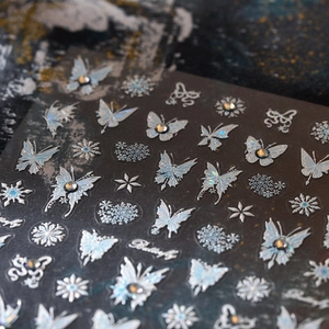 Butterfly Snowflake 3D Embossed Nail Art Stickers With Rhinestone Holographic Aurora White Self Adhesive Manicure Decor For Women