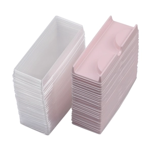 60 sets of clear and pink plastic eyelash packaging trays for professional storage